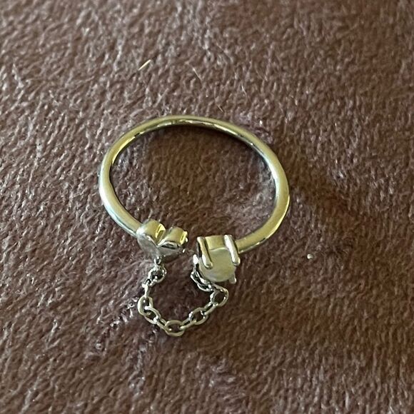 The Dainty Chain Heart ring adjustable 925 silver and moonstone - Picture 12 of 14